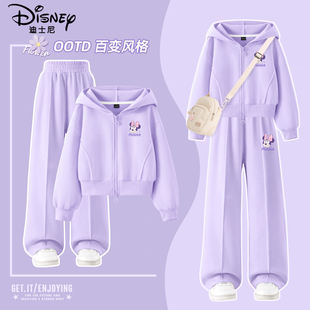 迪士尼女童运动套装时尚女孩春季薄款外套2026新款儿童春装衣服潮