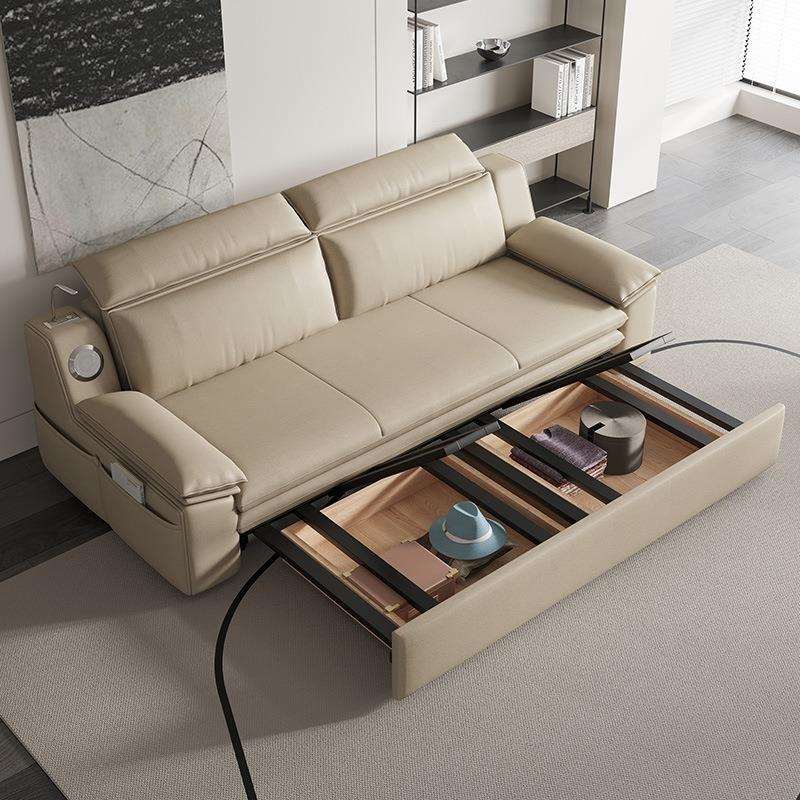 小户型多功能折叠沙发床两用可储物客厅科技布带头枕沙发折叠床