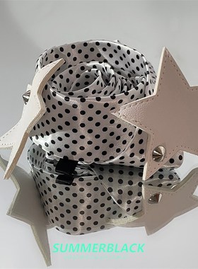 千禧风辣妹黑白波点星星系领v带女款个性y2k时尚潮流原宿风配饰品