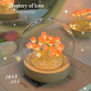 led郁金香小夜灯仿真花卧室ins睡眠灯生日礼物女生房间花朵氛围灯