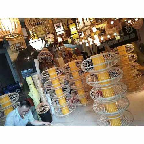 冷水江市新款定制工程复古田园编织竹艺灯日式灯笼榻榻米客厅灯具