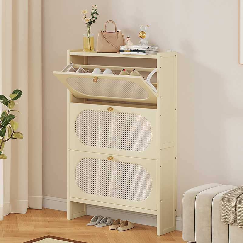 奶油风超薄鞋柜17cm翻斗家用门口鞋架极窄大容量鞋架子门简约新款
