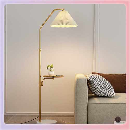 W9YX百褶落地灯客厅卧室床头ins风轻奢美式茶几立式