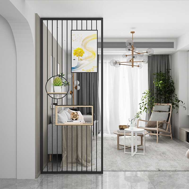 铁艺屏风镂空靠墙餐厅客厅玄关轻奢不锈钢艺术彩绘隔断墙轻奢风