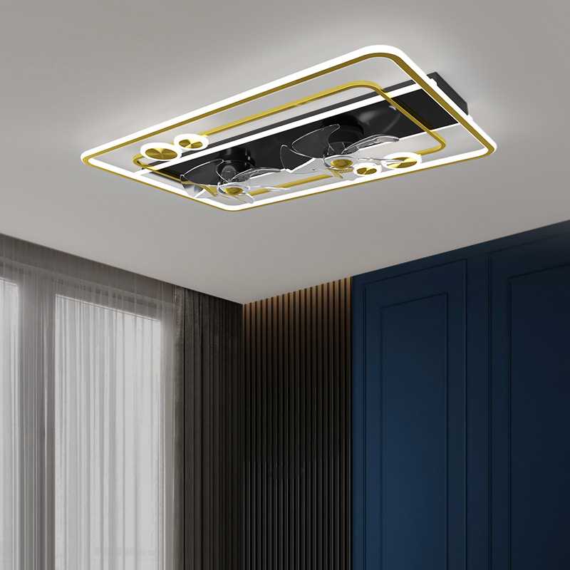 长方形客厅风扇灯现代简约铝材电扇灯2022新款轻奢风扇一体吸顶灯