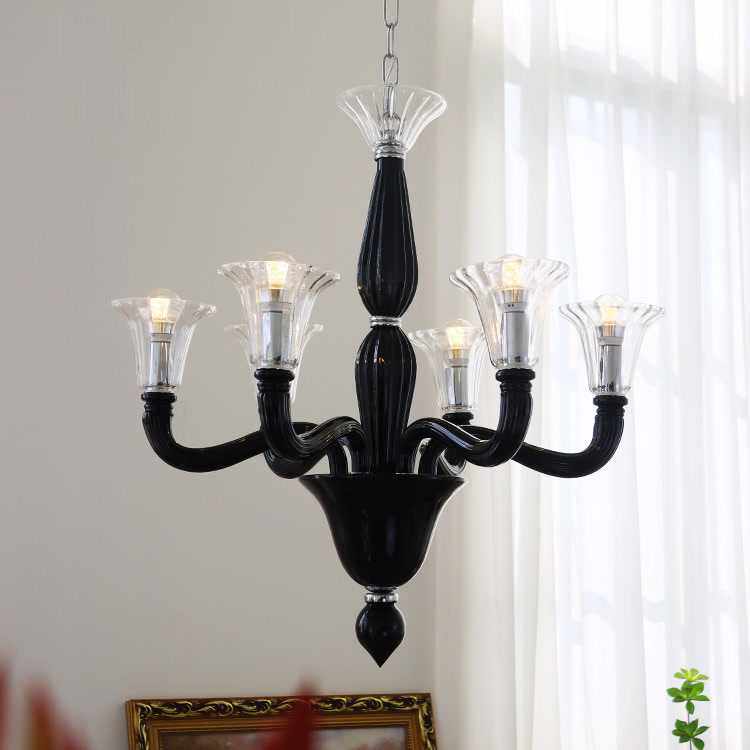 法式轻奢黑色穆拉诺玻璃吊灯设计师创意美式复古客厅卧室餐厅灯具