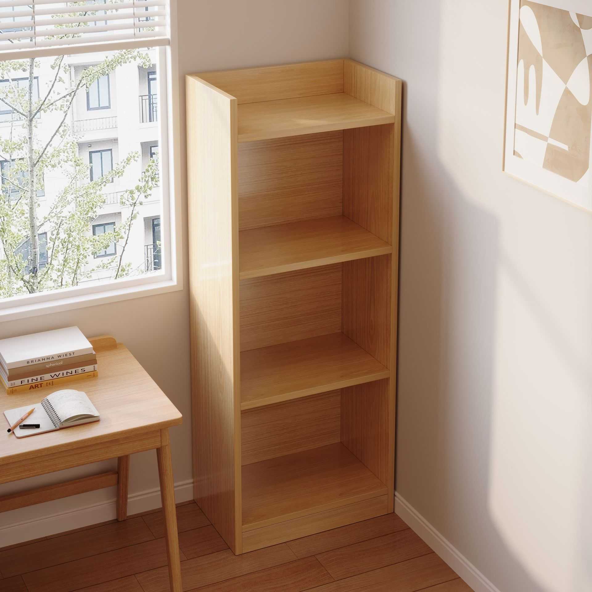 书柜家用书房多层靠墙实木收纳置物架客厅展示柜转角窄柜简易书架