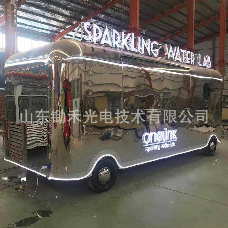 不锈钢小清新餐车 露营车移动咖啡奶茶移动车 装饰拍照道具车