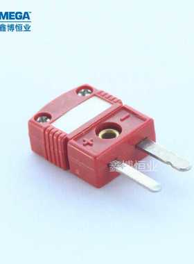 欧米SMPW-C-M热电偶插头钨铼526用小号公插红色插拔感温线连接器