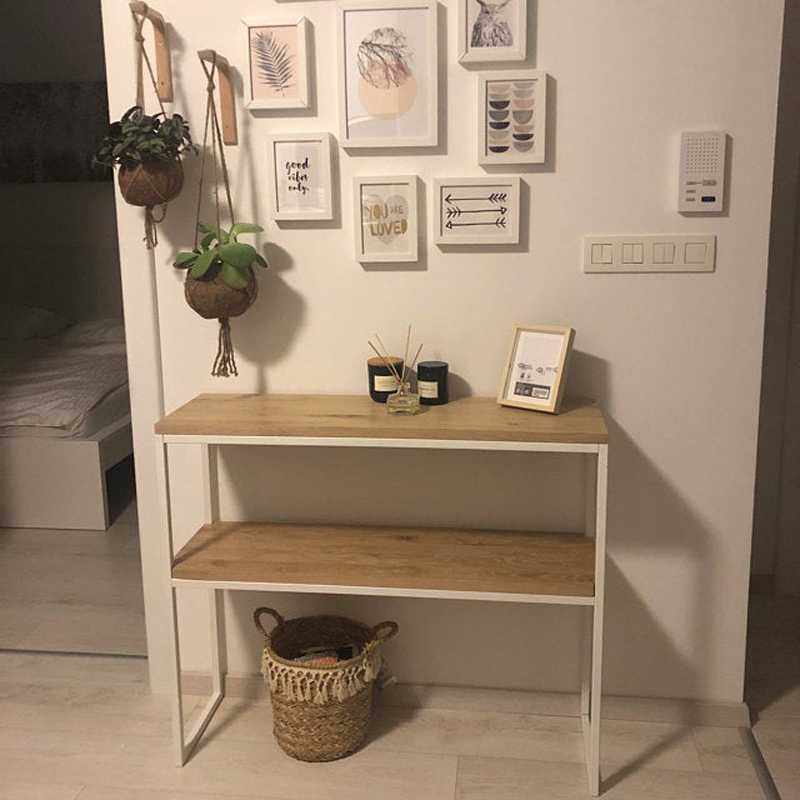 I1简约墙边置物架入户玄关桌靠墙窄桌实木餐边桌沙发后条几厨房收