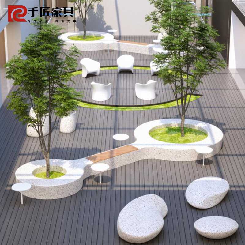 FRP玻璃钢座椅园林景观花池坐凳公共区高性能树脂纤维树池椅定 制