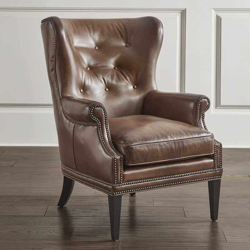 美式乡村高背洽谈椅客厅实木复古老虎椅咖啡休闲小户型书房沙发椅