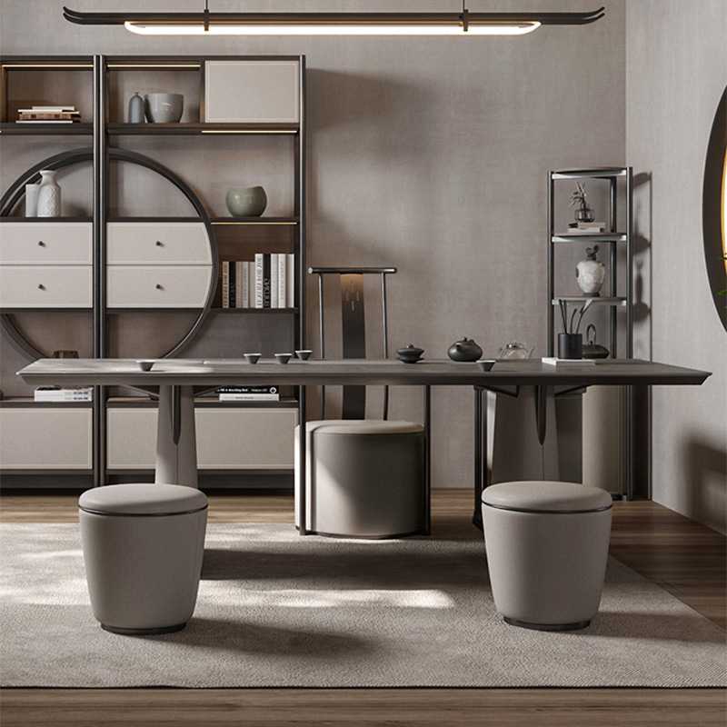 2023设计师高级化妆台真皮凳子卧室现代艺术风岩板梳妆台意式极简