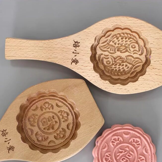 木质月饼模蒸馒头模具木头大号家用面食模型印具实木老式压模木