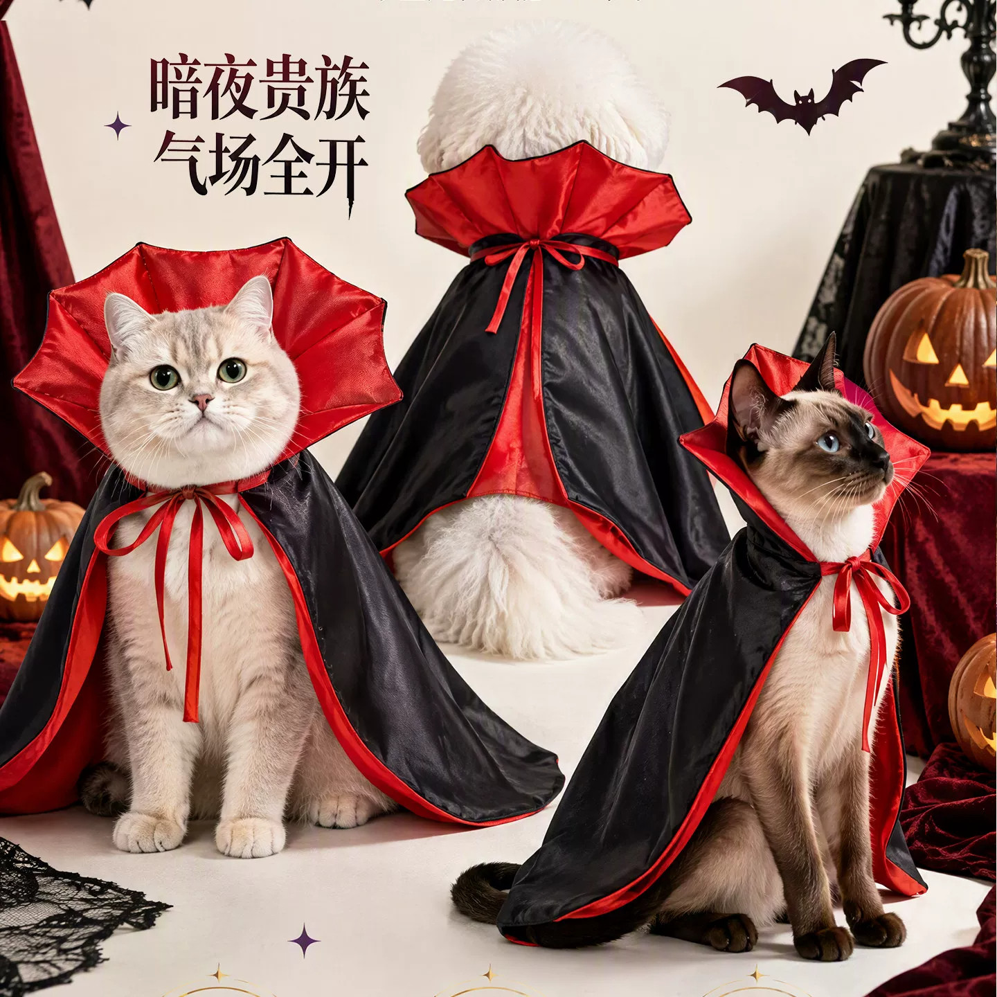 万圣节服装宠物吸血鬼魔法披风猫咪衣服狗狗装扮搞怪斗篷cos服饰