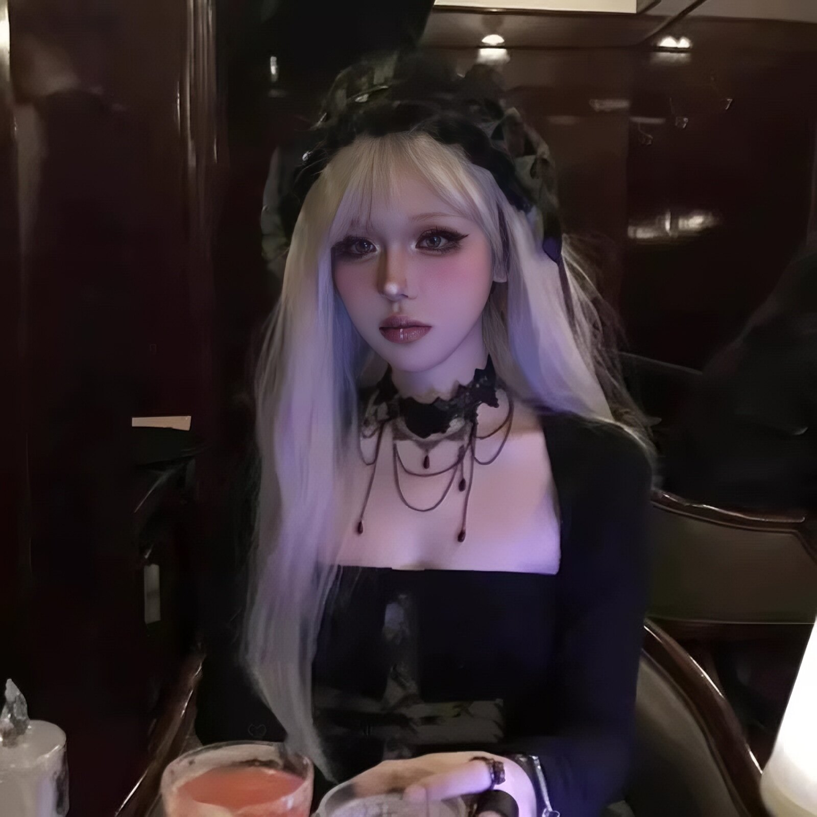 暗黑系复古黑色蕾丝脖子项链女项圈流苏吊坠颈带choker万圣节配饰