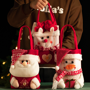 2026新款圣诞节手提礼物袋子平安夜苹果袋糖果包装礼盒手提装饰品