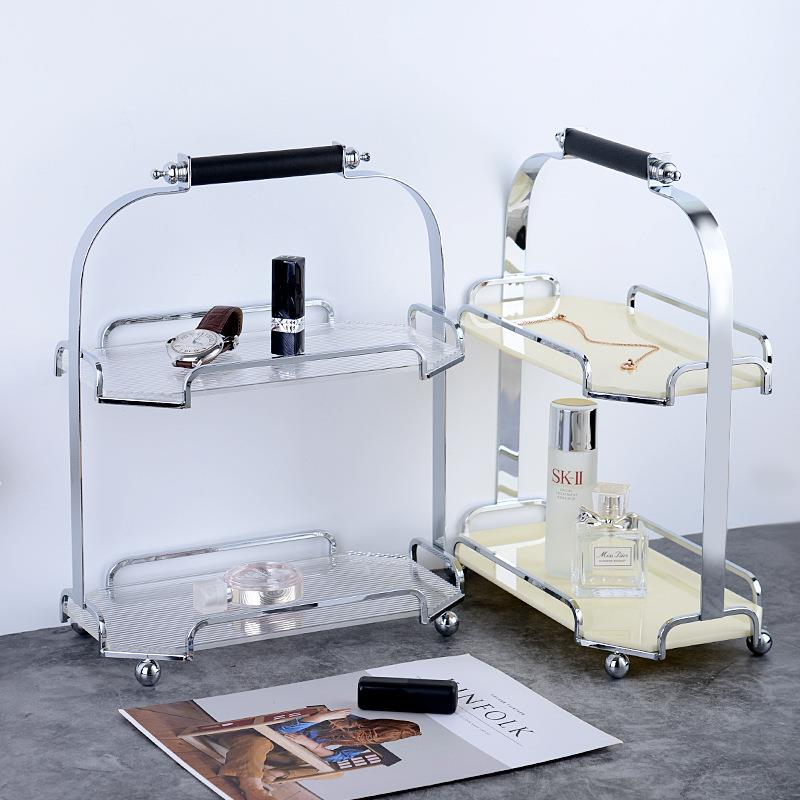 新中式不锈钢双层整理架亚克力饰品收纳架卫生间桌面化妆品置物架
