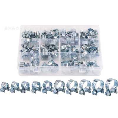 跨境供应 软管夹卡箍 84PCS盒装 迷你卡箍镀锌软管夹双耳抱箍套件