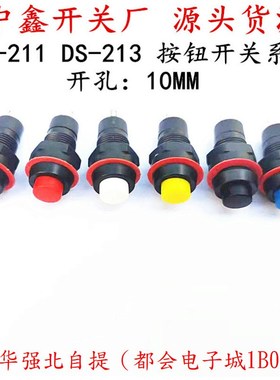 DS-211/213圆形按钮开关红绿色带锁自锁无锁自复位小按键 孔10MM