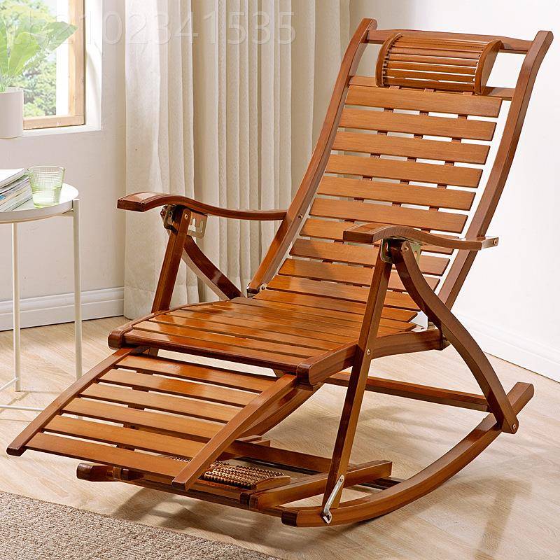 摇台摇休躺椅午休折叠藤椅大FCA人老人专用逍遥竹椅子靠椅背阳家