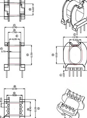 快充变压器ATQ18磁芯骨架 PC95材质加ATQ18骨架卧式4+4 针电木材