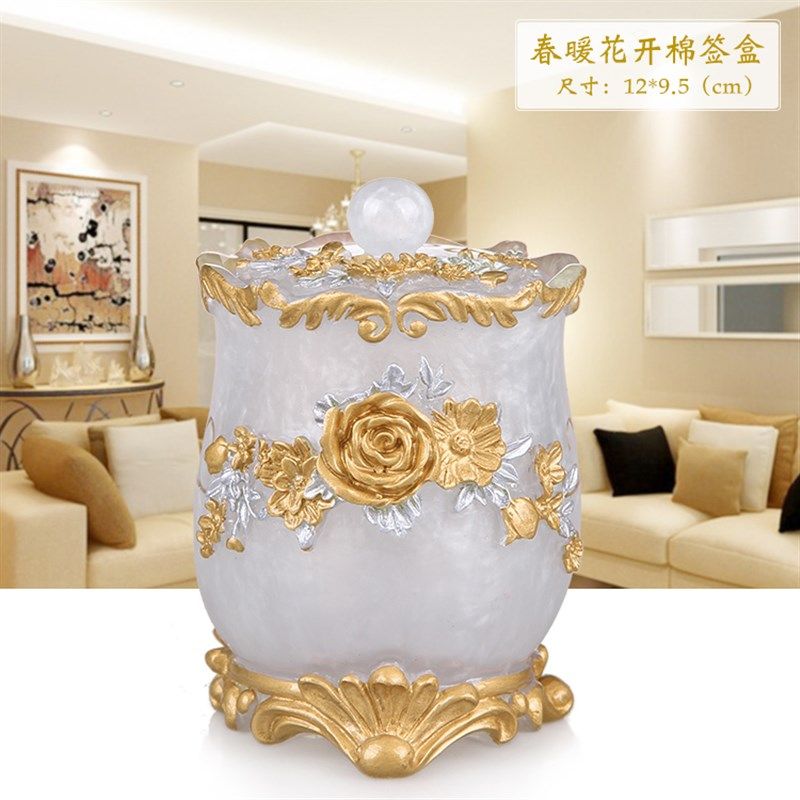 创意网红牙签盒棉签盒树脂组合套装欧式家用棉签筒牙签罐二合一,收纳整理,牙签盒,淘宝优惠券,粉丝福利购,淘宝优惠卷