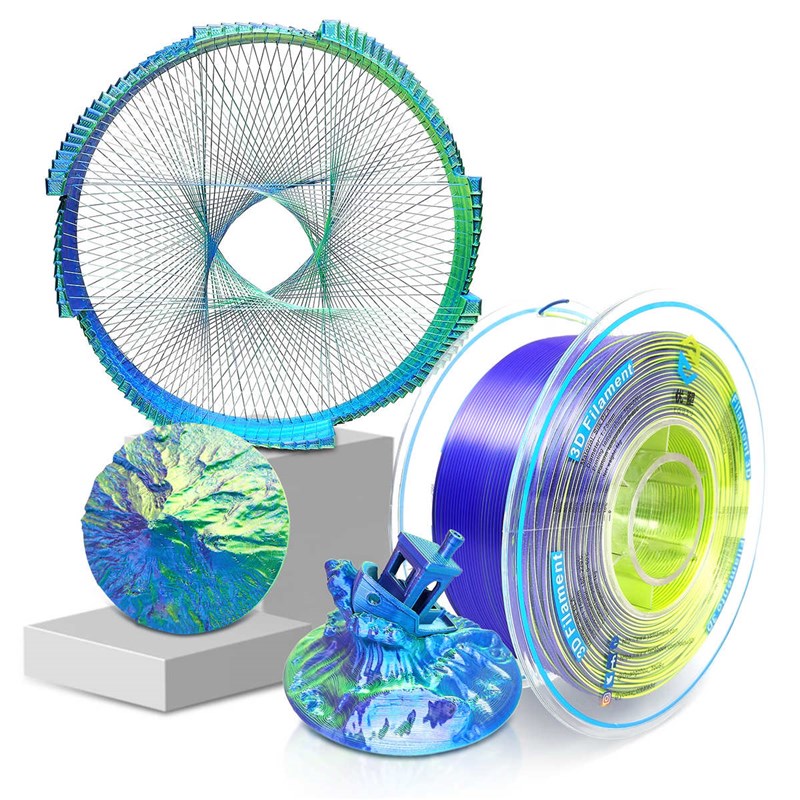 优塑丝绸三色PLA3mD打印耗材多色渐变FDM机器材料3D打印农场主专