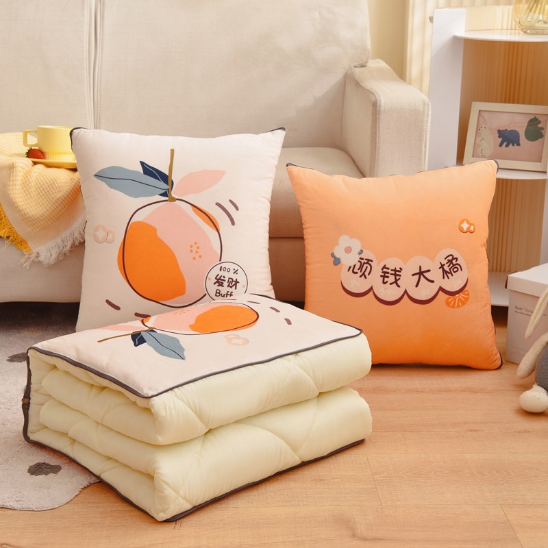 抱枕被子两用加厚空调毯子午睡办公室枕头被汽车载靠枕.折叠二合