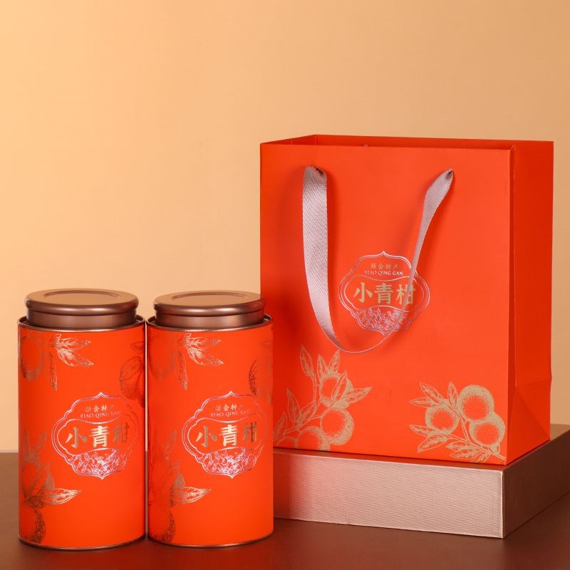 高档新会小青柑礼盒空盒子一斤装茶叶H罐纸罐包装盒圆筒密封铁罐