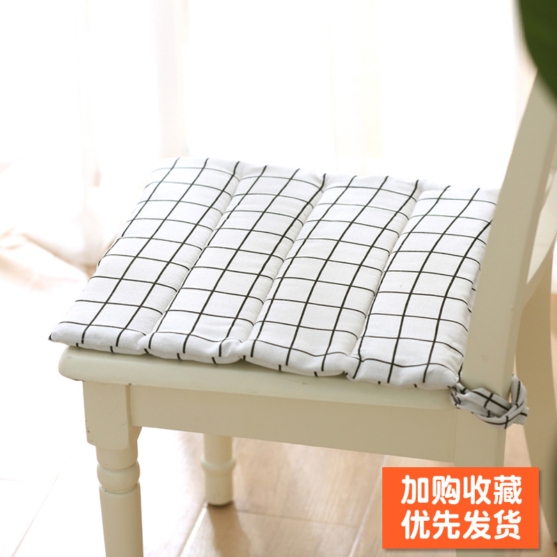 现代简约四季通用薄款棉麻坐垫椅垫餐H椅办公室椅垫子学生座垫布