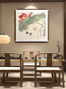 正方形斗方装饰画茶室卧室办公室山水画画挂画中式张大千山水图