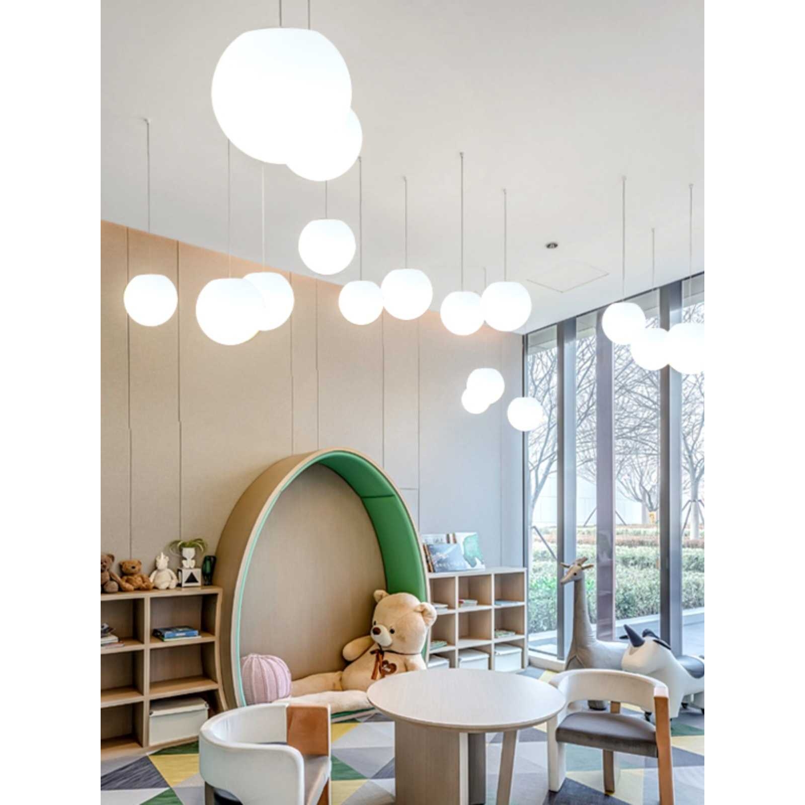 彩色圆球餐厅吊灯现代简约三头LED酒吧灯过道餐饮吧台幼儿园灯具