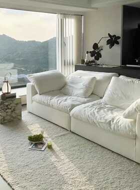 7K极简布艺直排羽绒cloud云沙发小户型民宿侘寂风奶油风棉麻可拆