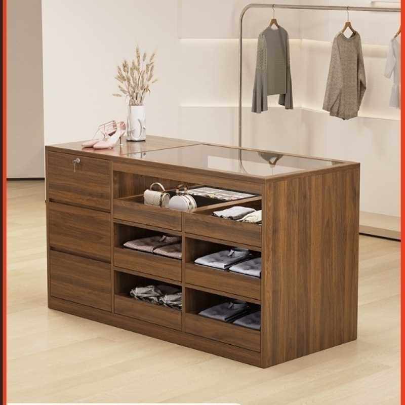 收银台展示台吧台玻璃中岛储物柜摆件柜台流水陈列落地式中岛展台