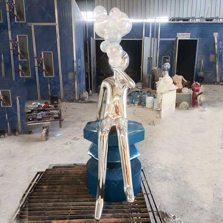 大型抽象电镀玻璃钢人物雕塑现代简约商场美陈装饰气球人艺术品