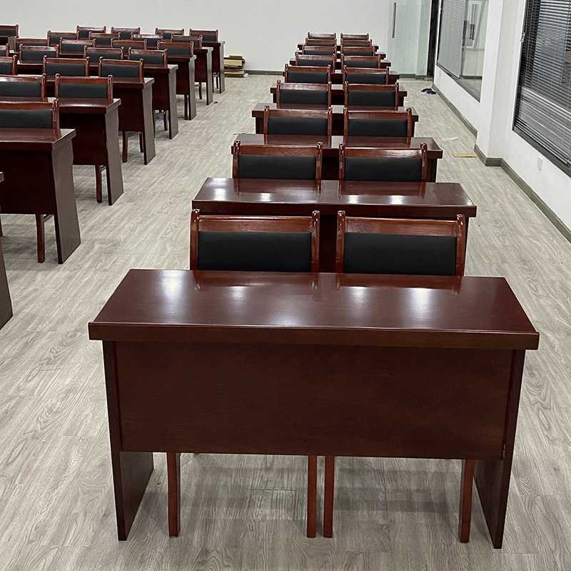 实木会议桌1.2米长条桌办公培训桌油漆条形桌双人会议室桌椅组合