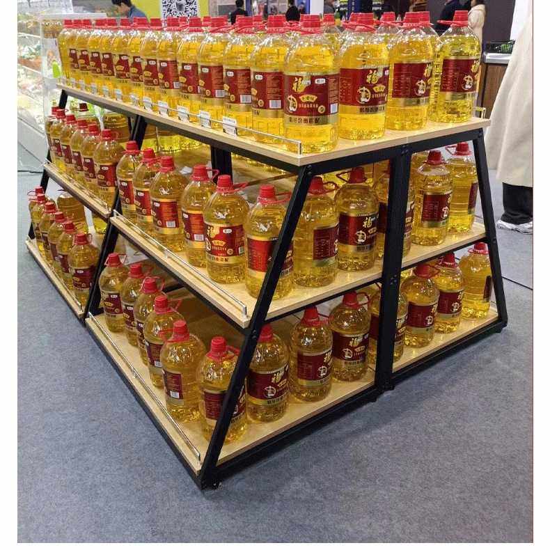 超市货架促销台堆头置物架三层地堆牛奶油堆粮油展示架斜坡款