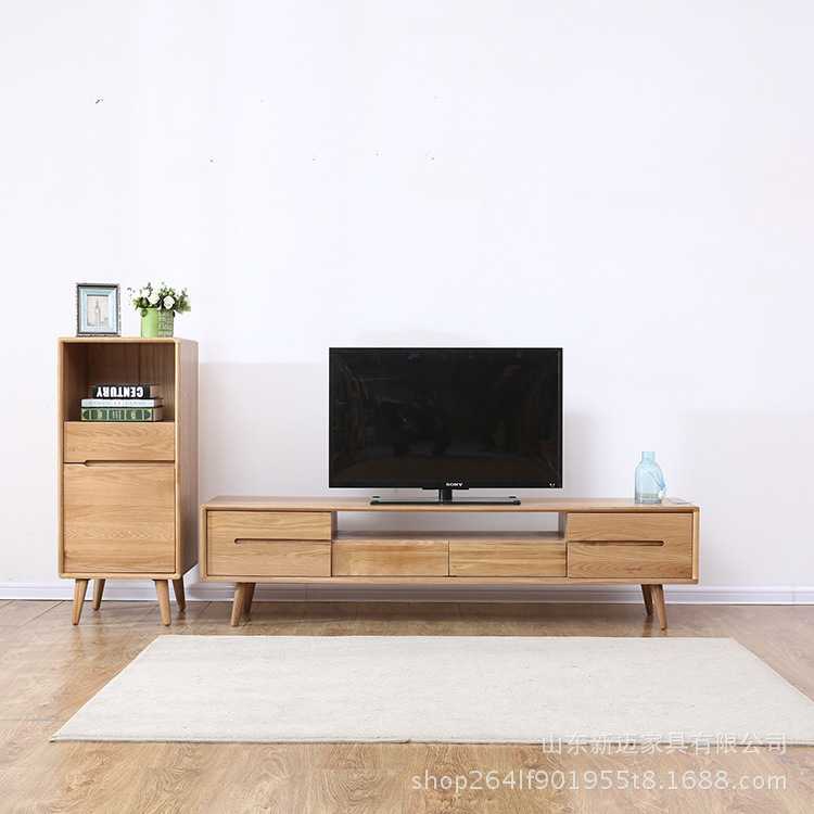 简约现代纯实木视听柜橡木电视柜客厅推拉门地柜创意西诗云电视柜