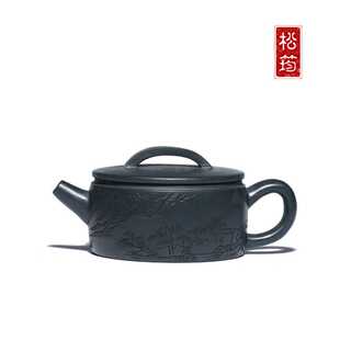 原矿九龄君子兰纯手工刻绘汉瓦280ML大口宜兴紫砂壶功夫茶壶茶具