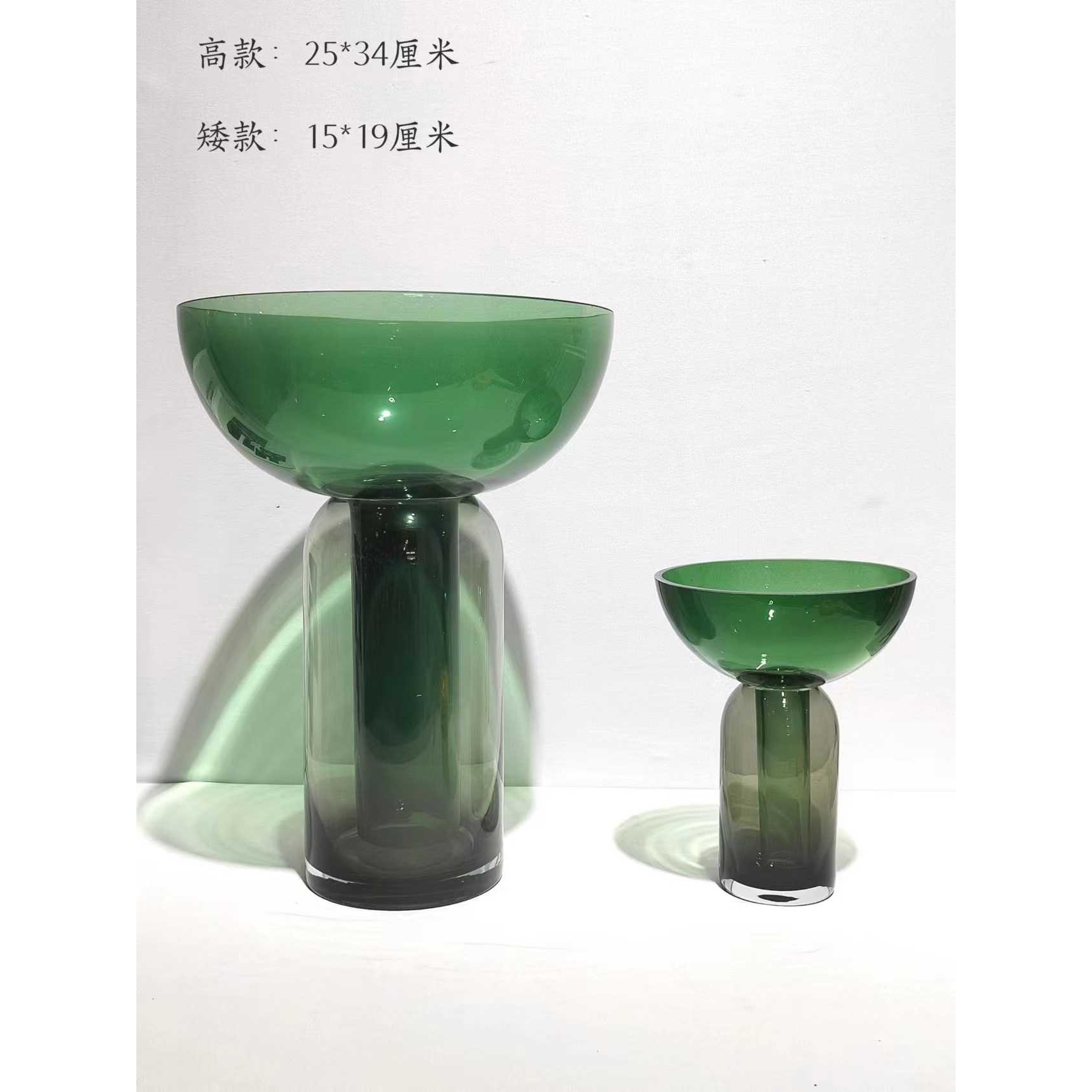 现代简约组合款双用玻璃花瓶摆件家居样板房客厅桌面插花软装饰品