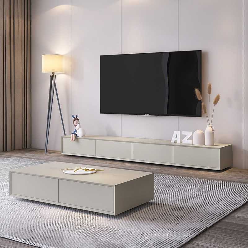 意式极简电视柜实木小户型客厅现代约北欧电视墙柜茶几影视地柜