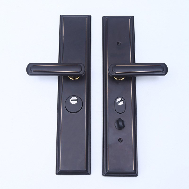 厂家机械门锁不锈钢防盗门锁家用通用型把P手入户门锁面板锁具