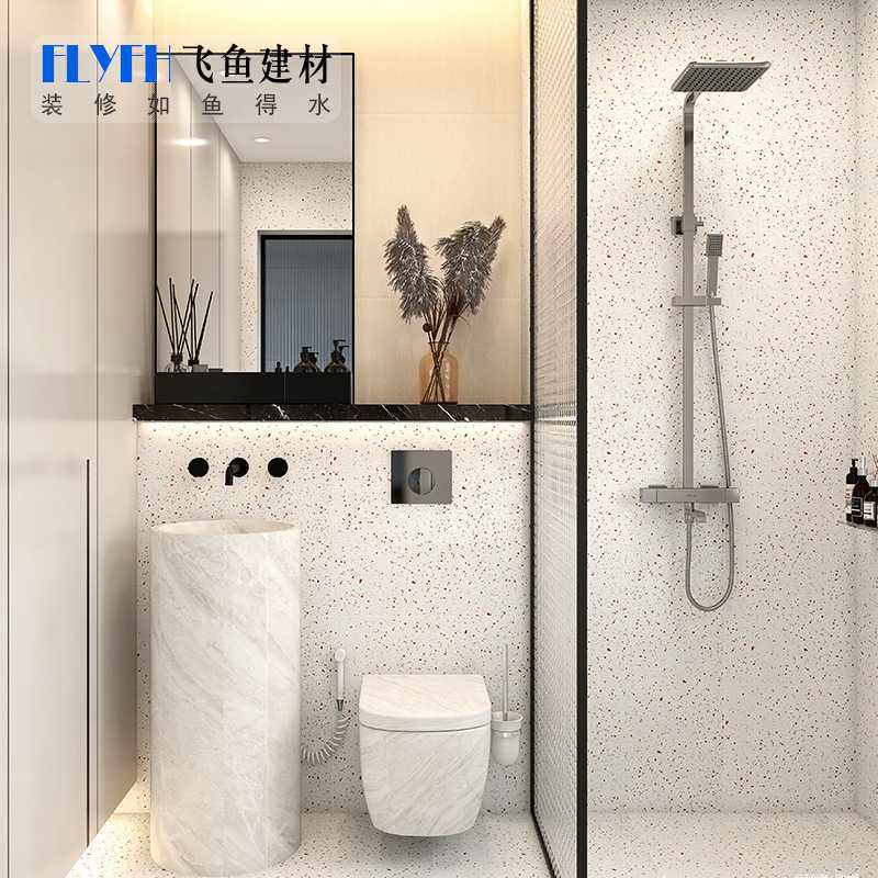 通体精雕水磨石瓷砖600x600极简卫生间浴室墙砖厨房阳台哑光地