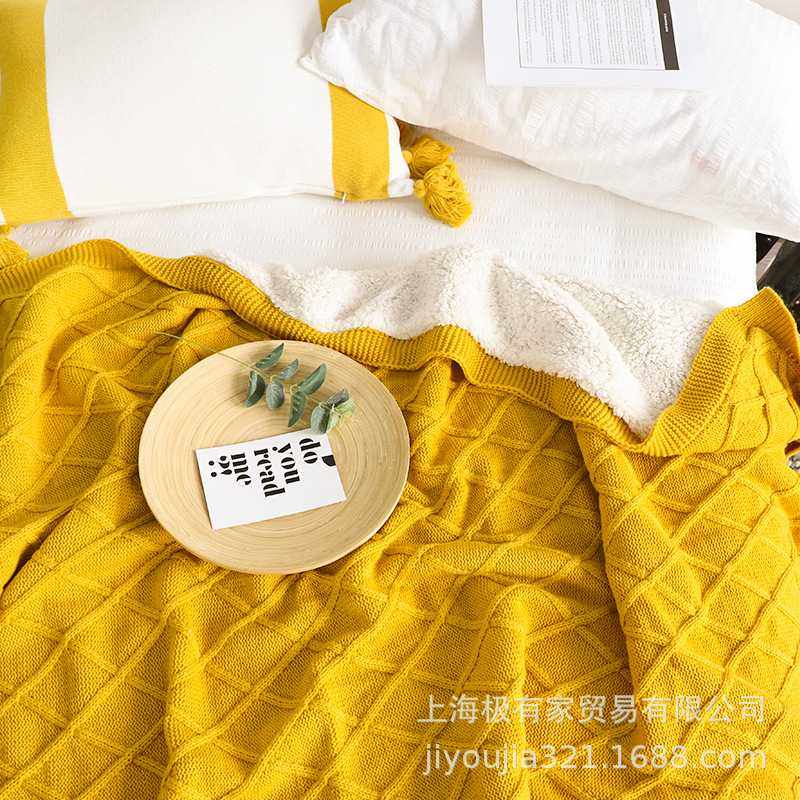 纯色复古菱格双层加厚加绒针织毯沙发毯秋冬午睡毯盖毯民宿床尾毯,电子元器件市场,其它元器件,淘宝优惠券,粉丝福利购,淘宝优惠卷