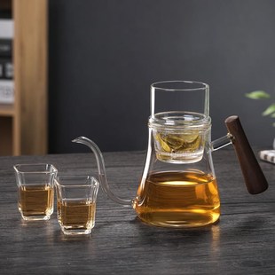 茶壶懒人泡茶器高硼硅玻璃家用过滤花红茶冲茶器透明茶水分离茶具