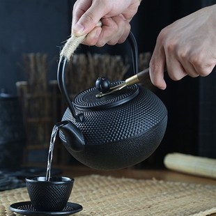 手工烧水壶户外露营煮茶壶铸铁茶壶 家用户外围炉煮茶铁壶日式