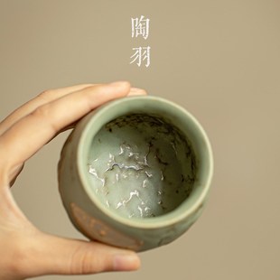 莲蓬情侣对杯主人杯陶p瓷岩生釉茶杯小品茗杯仿古窑变功夫茶具杯