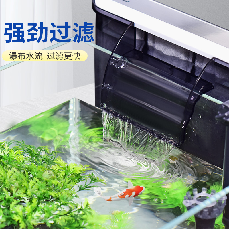 鱼缸过滤器三合一净水循环小型瀑布过滤泵静音外置壁挂式氧气泵