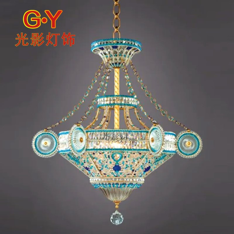 别墅客厅灯欧式水晶吊灯复式楼大厅饭H厅餐厅灯创意酒楼包间灯定